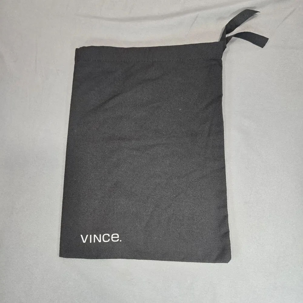 Vince Black Flannel Cotton Drawstring Dust Bag Small Shoe Pouch 14x10